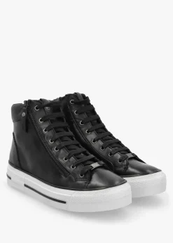 Annaken Black Leather High Top Trainers