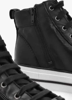 Annaken Black Leather High Top Trainers