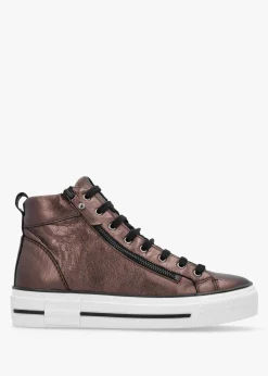 Annaken Pewter Leather High Top Trainers