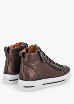 Annaken Pewter Leather High Top Trainers