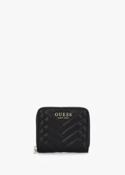 Anning Quilted Black Zip Around Wallet