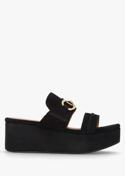 Antibes Black Suede Flatform Mules