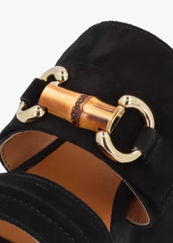 Antibes Black Suede Flatform Mules