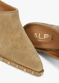 Antwerp Tan Suede Western Stacked Heel Backless Mules