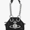 Archive Mini Croc Embossed Black Leather Chain Bag