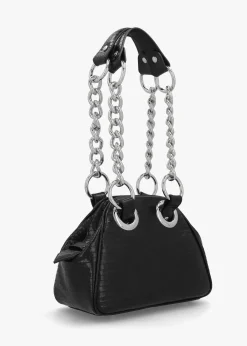 Archive Mini Croc Embossed Black Leather Chain Bag