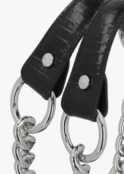 Archive Mini Croc Embossed Black Leather Chain Bag