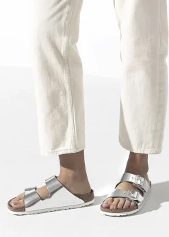 Arizona Soft Foot-Bed Silver Two Bar Mules