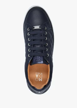 Arzon Diamond Quilted Navy Leather Trainers