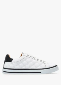 Arzon Diamond Quilted White Leather Trainers