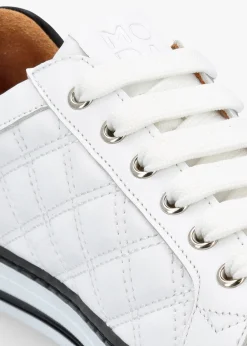 Arzon Diamond Quilted White Leather Trainers