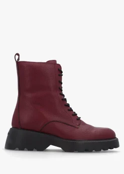 Atari Burgundy Leather Ankle Boots