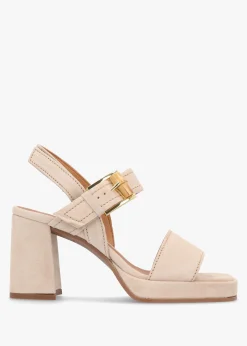 Athens Beige Suede Block Heel Platform Sandals