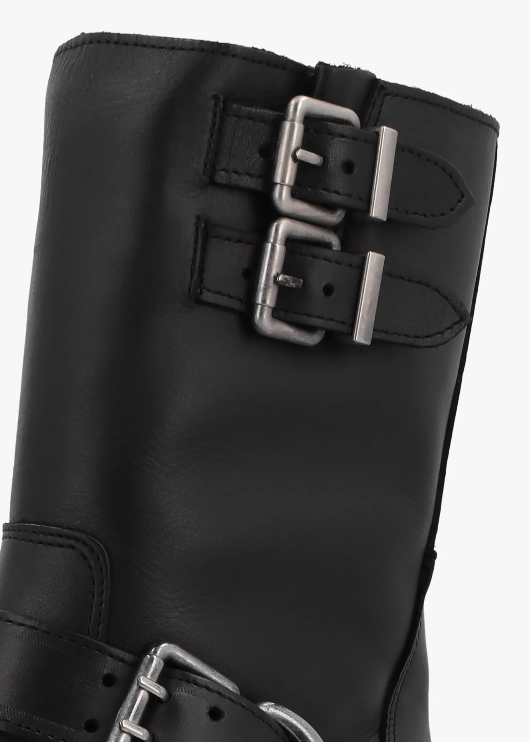 Atom Black Leather Chunky Biker Boots