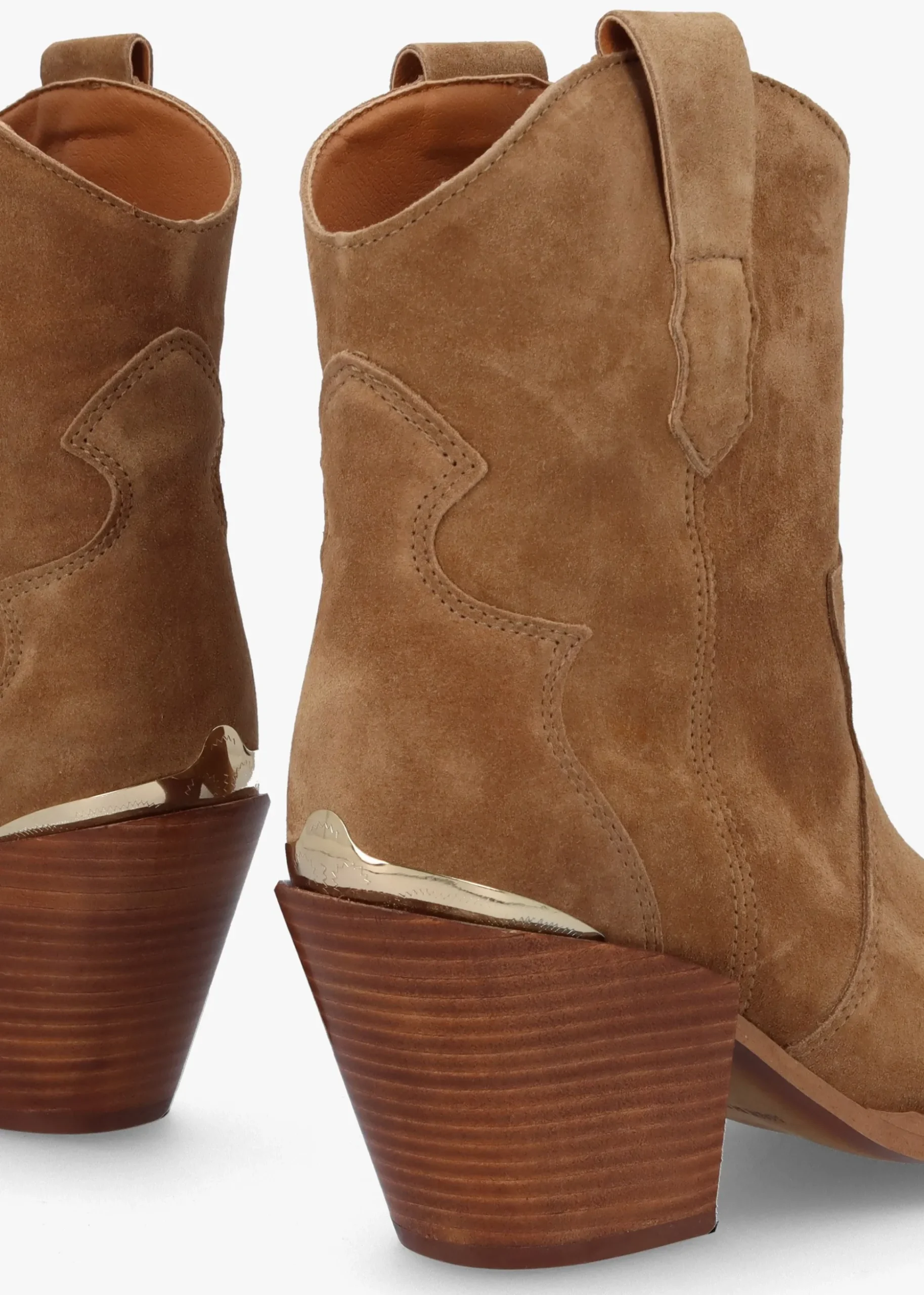 Austin Tan Suede Western Stacked Heel Ankle Boots