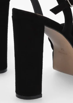 Avery Black Suede Platform Heeled Sandals