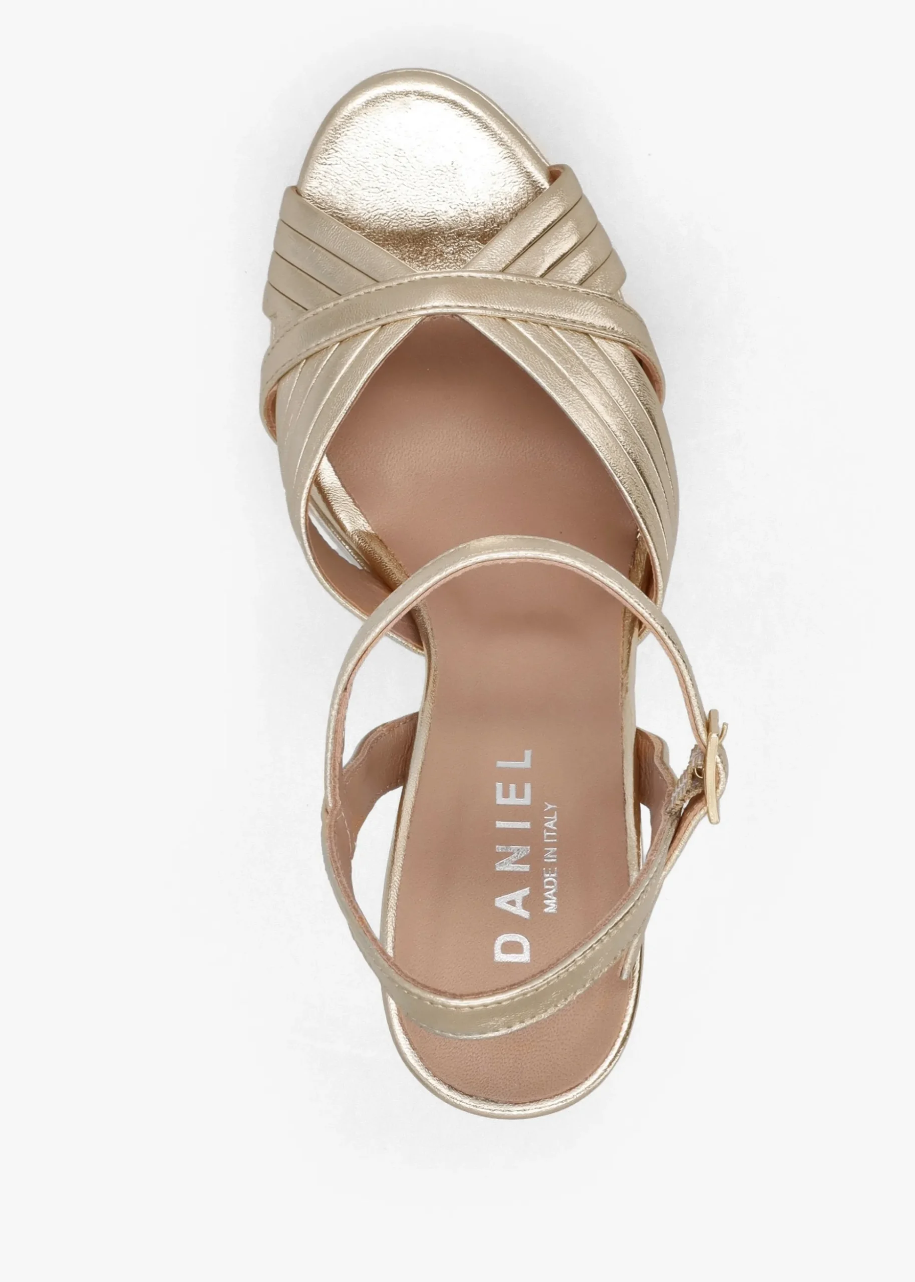 Avery Gold Leather Platform Heeled Sandals