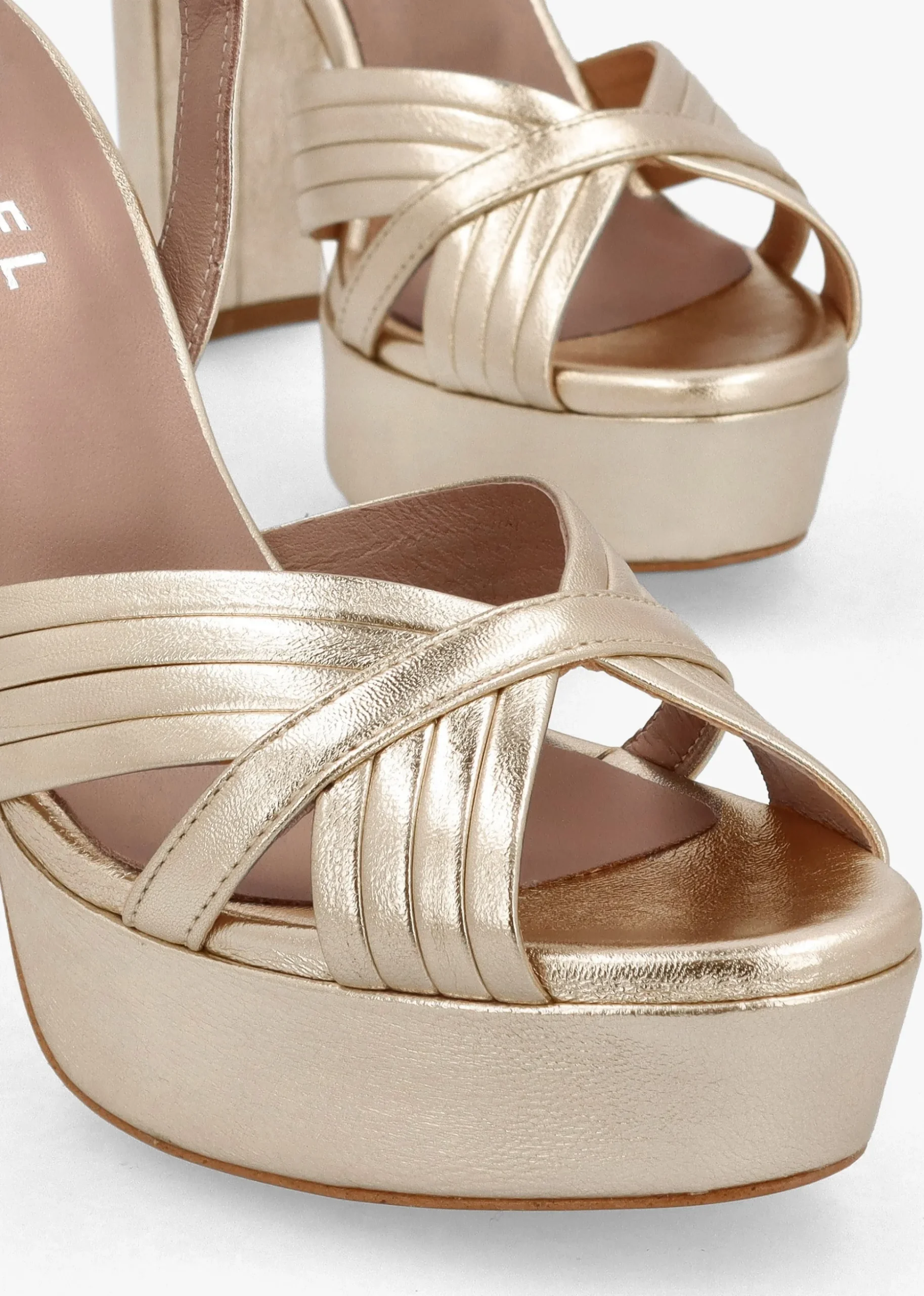 Avery Gold Leather Platform Heeled Sandals
