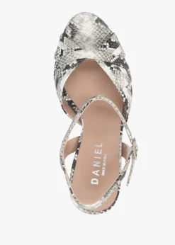 Avery Grey Reptile Leather Heeled Sandals