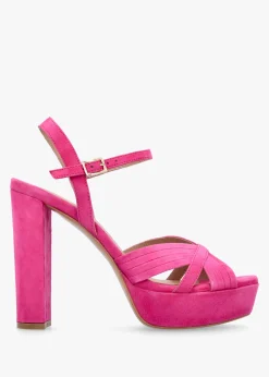 Avery Pink Suede Platform Heeled Sandals