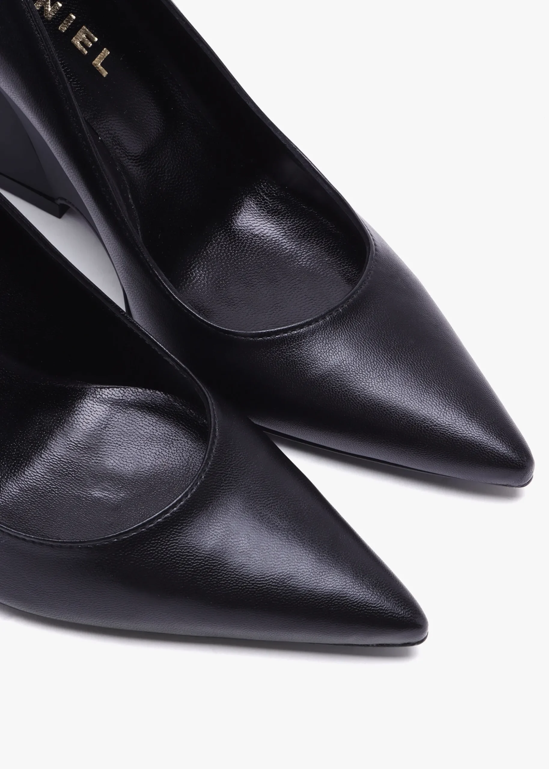Azack Black Leather Wedge Court Shoes