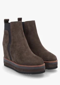 Azure Brown Suede Wedge Chelsea Boots