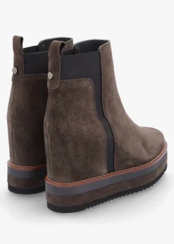 Azure Brown Suede Wedge Chelsea Boots