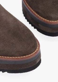 Azure Brown Suede Wedge Chelsea Boots
