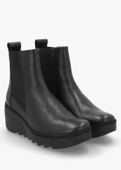 Bagu Black Leather Wedge Chelsea Boots