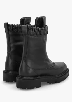 Bailey Black Leather Front Zip Ankle Boots