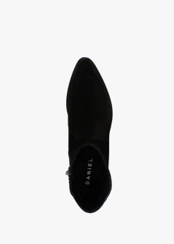 Becks Black Suede Western Ankle Boots