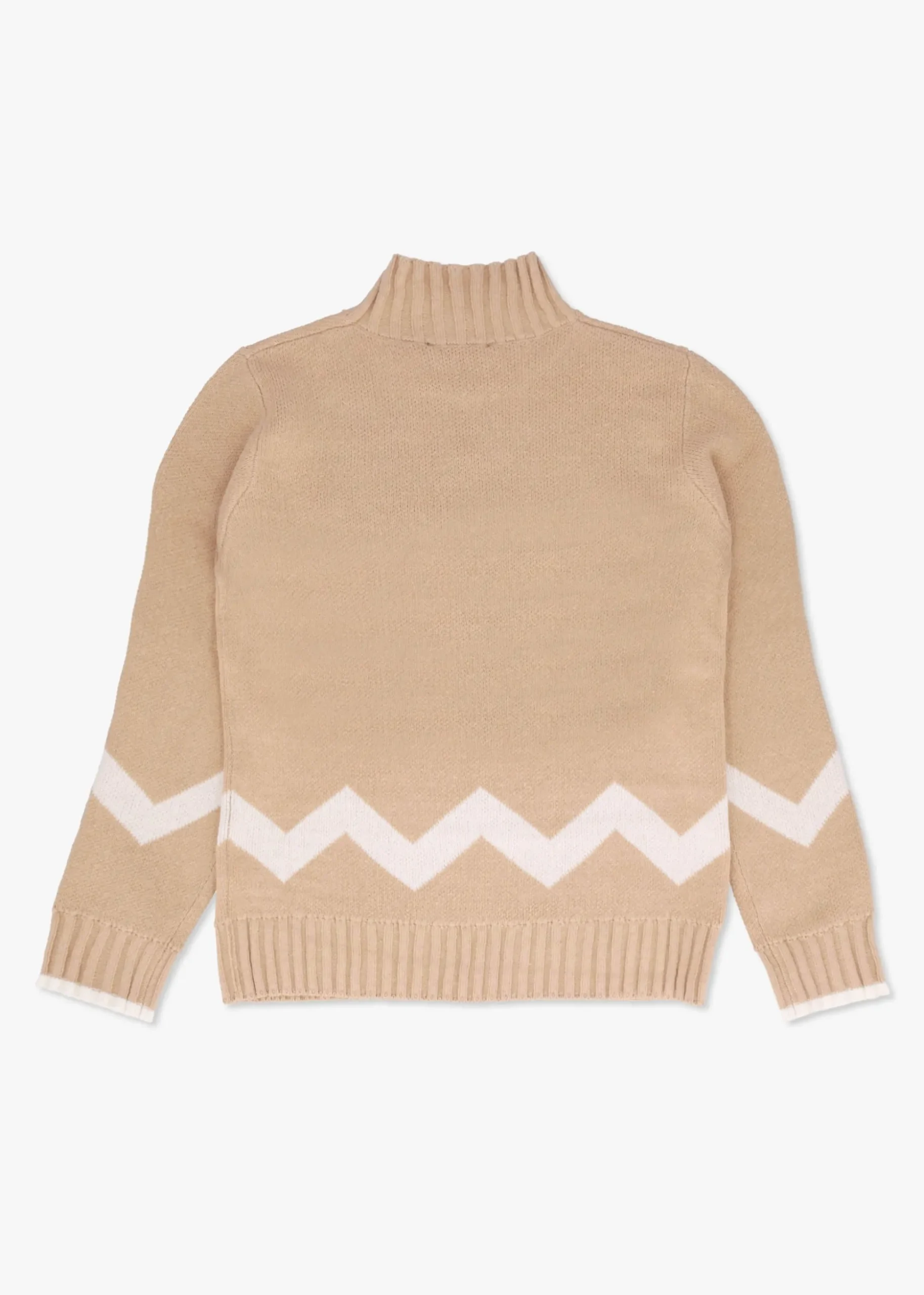 Beige Cotton Mix Roll Neck Knitted Jumper