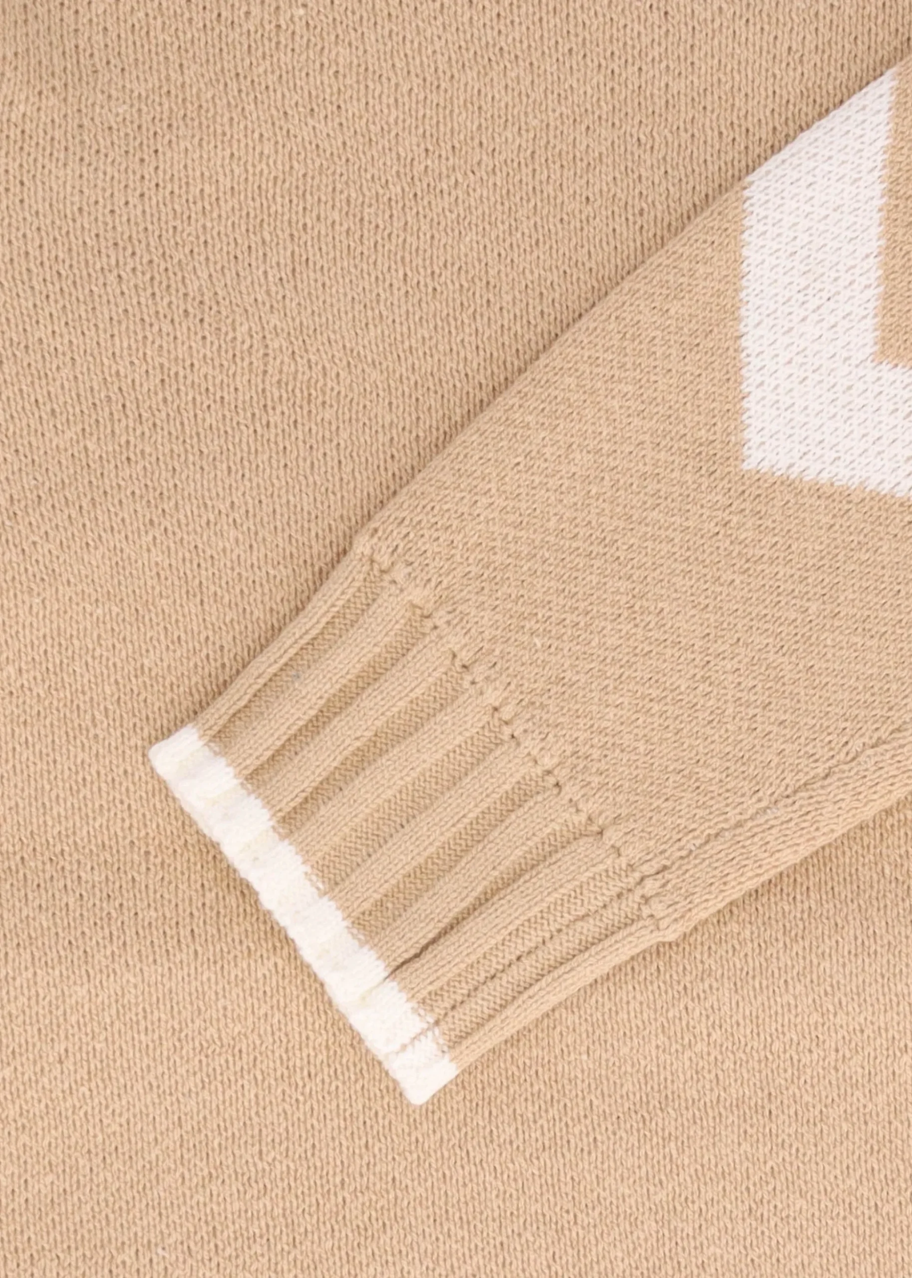 Beige Cotton Mix Roll Neck Knitted Jumper