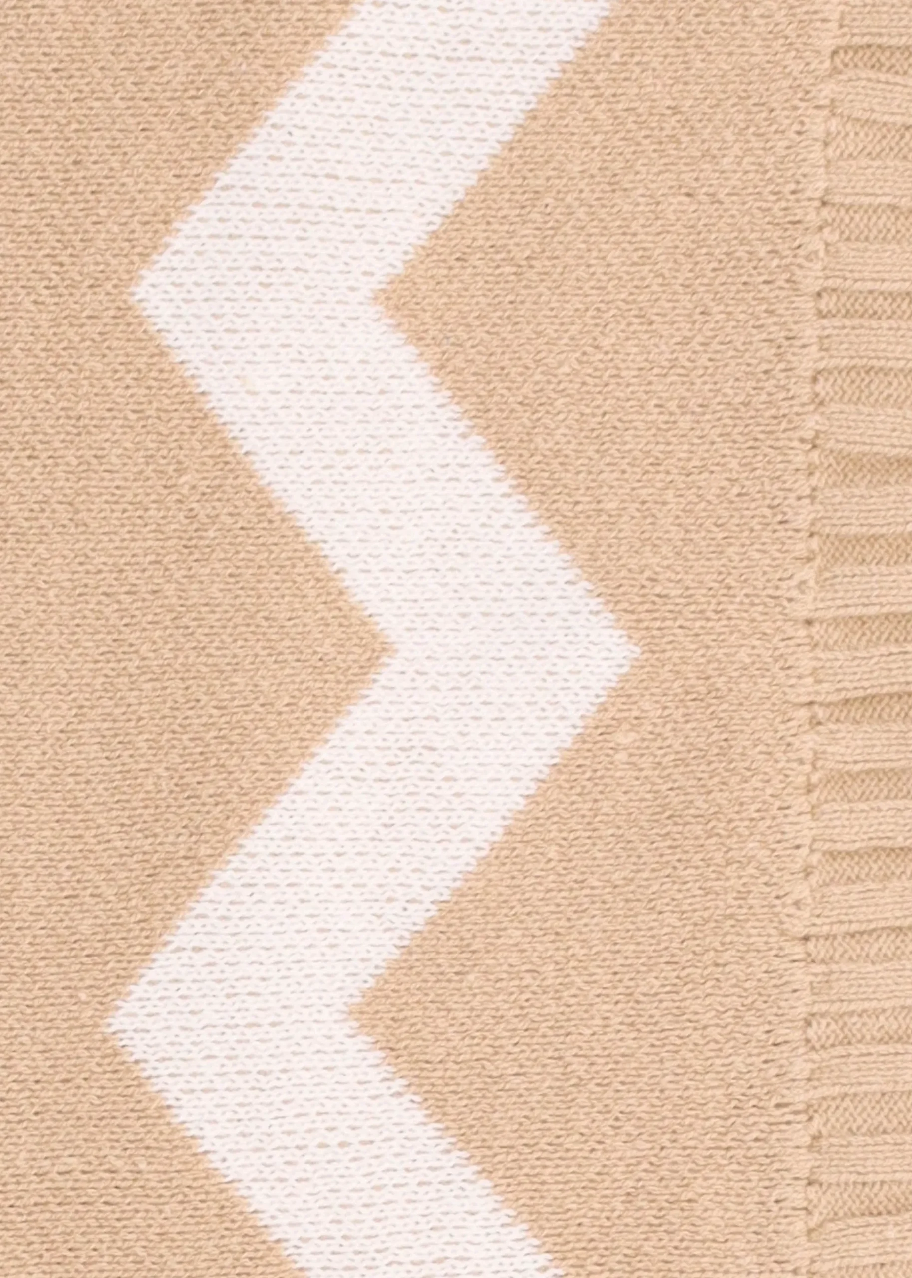Beige Cotton Mix Roll Neck Knitted Jumper