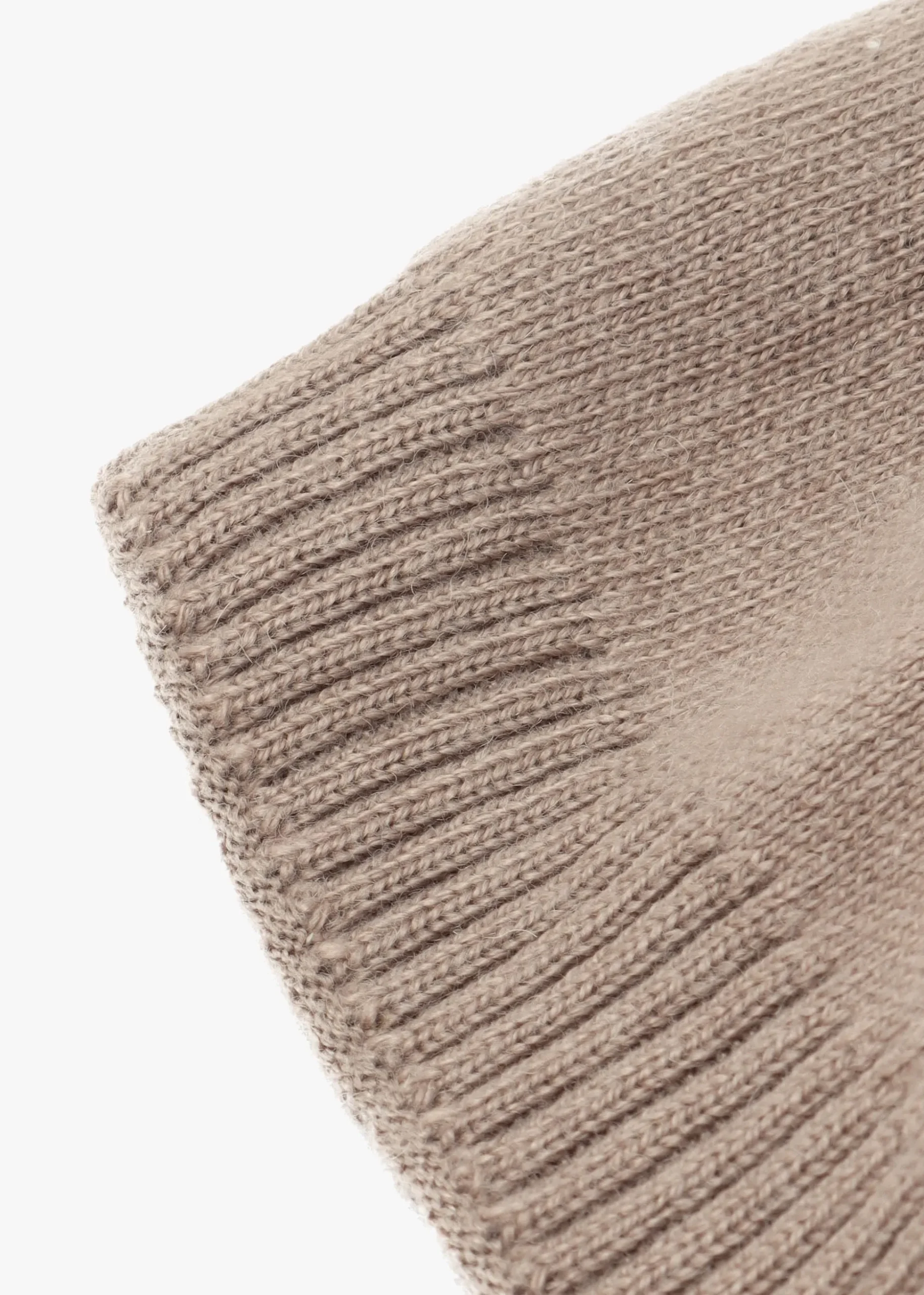 Beige Slouchy Knitted Pom Pom Hat
