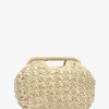 Beige Woven Paper Clutch Bag
