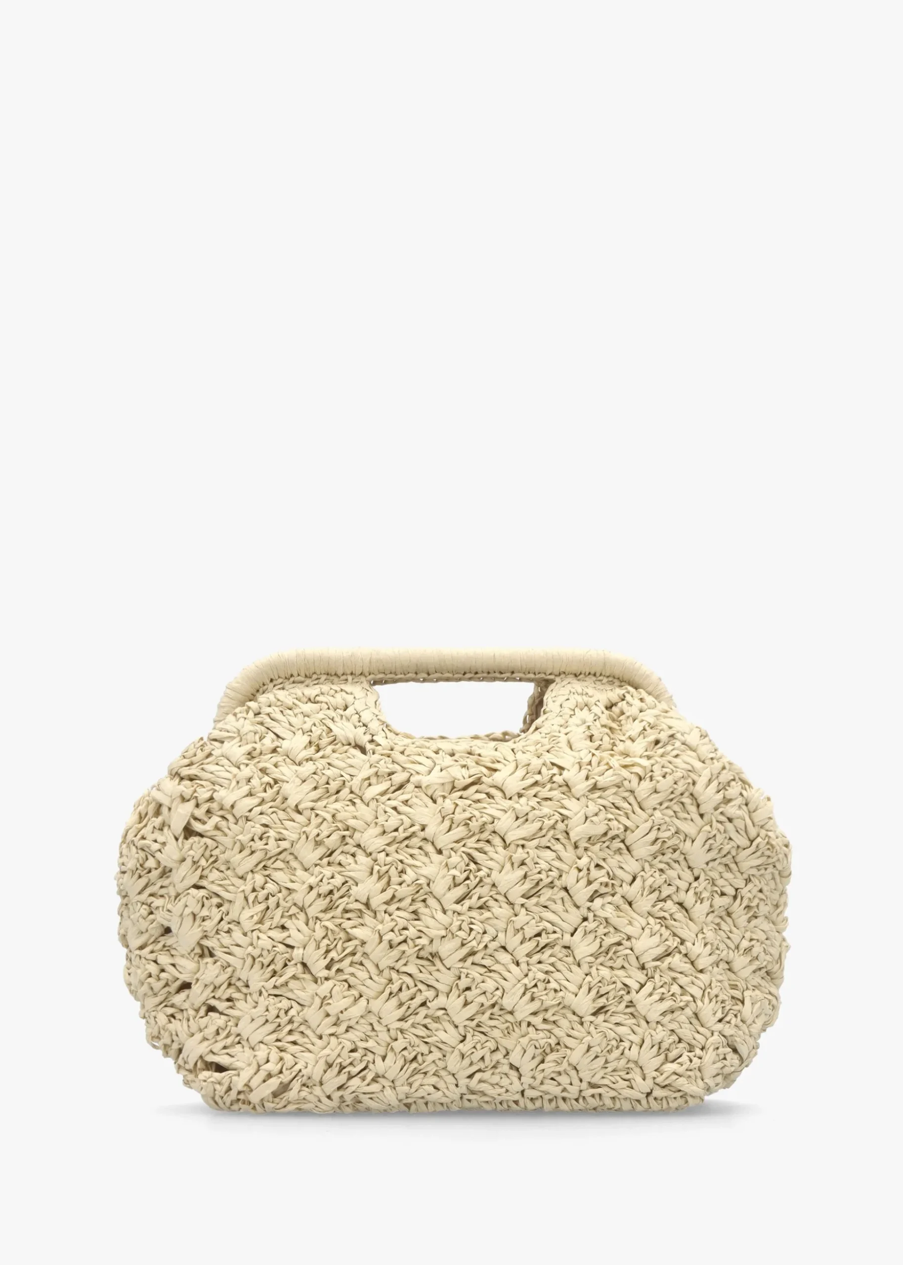 Beige Woven Paper Clutch Bag