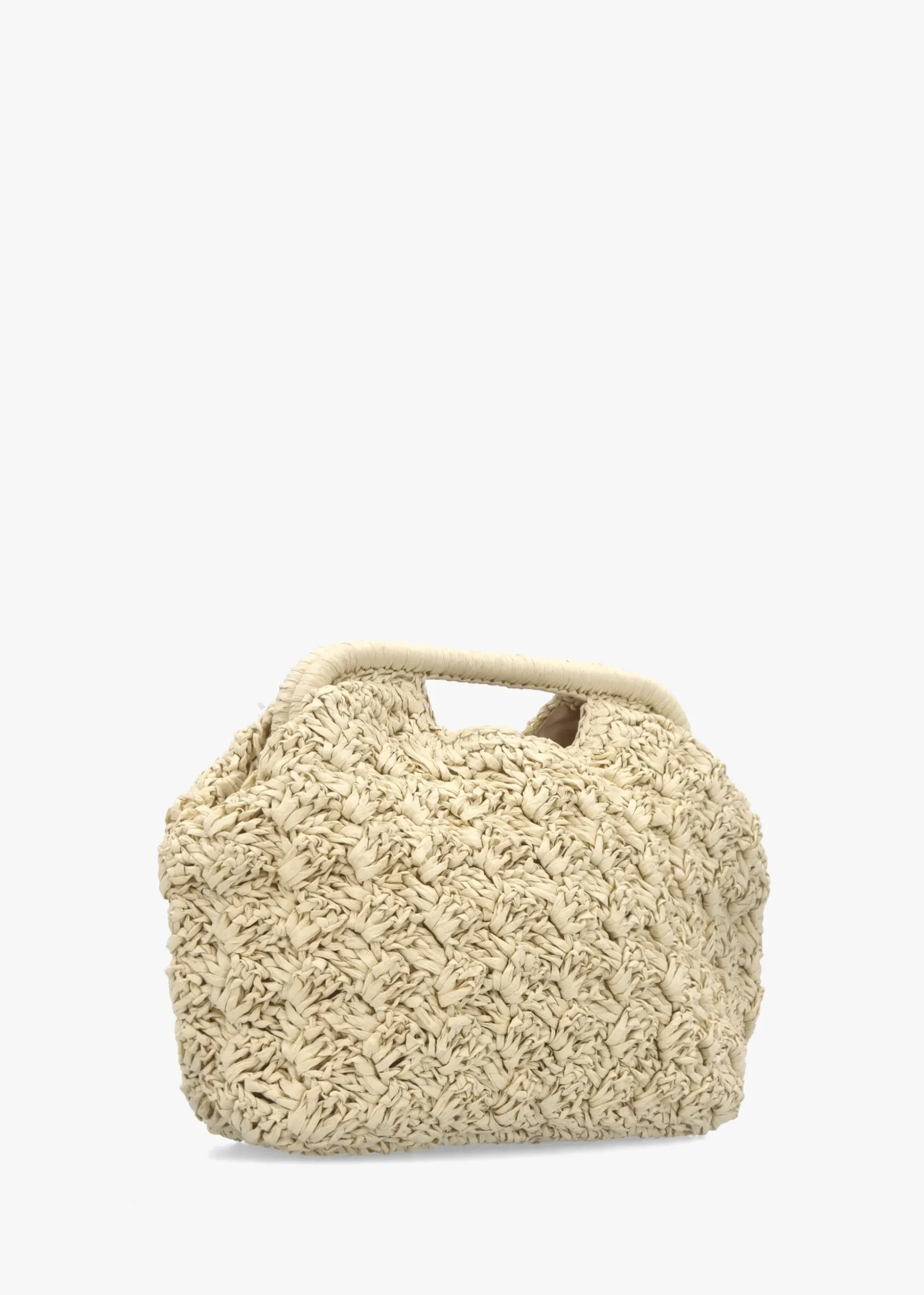 Beige Woven Paper Clutch Bag