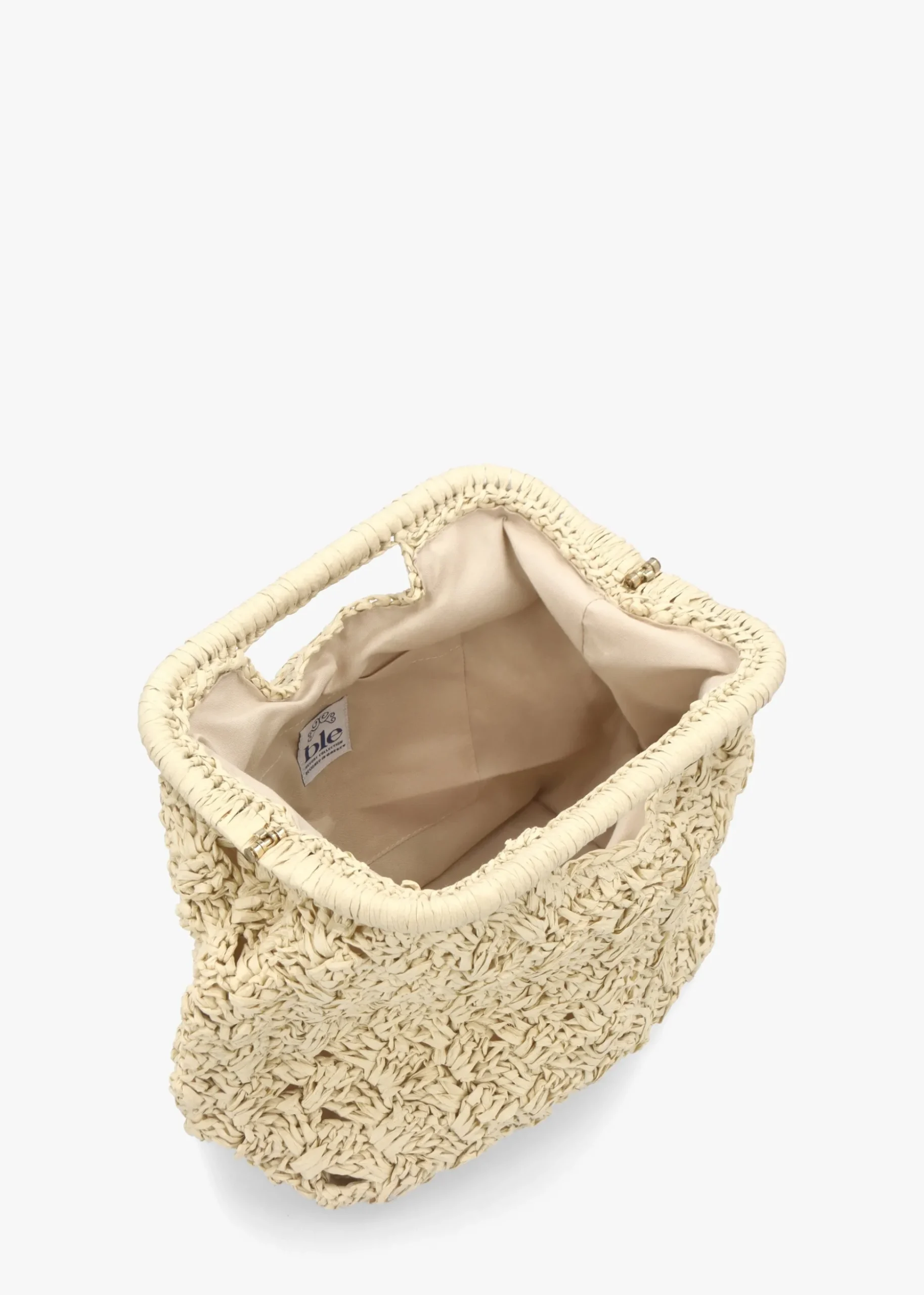 Beige Woven Paper Clutch Bag
