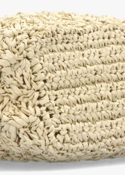 Beige Woven Paper Clutch Bag