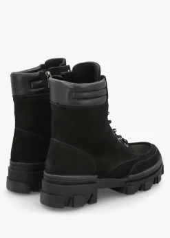Betro Black Nubuck Leather Chunky Ankle Boots