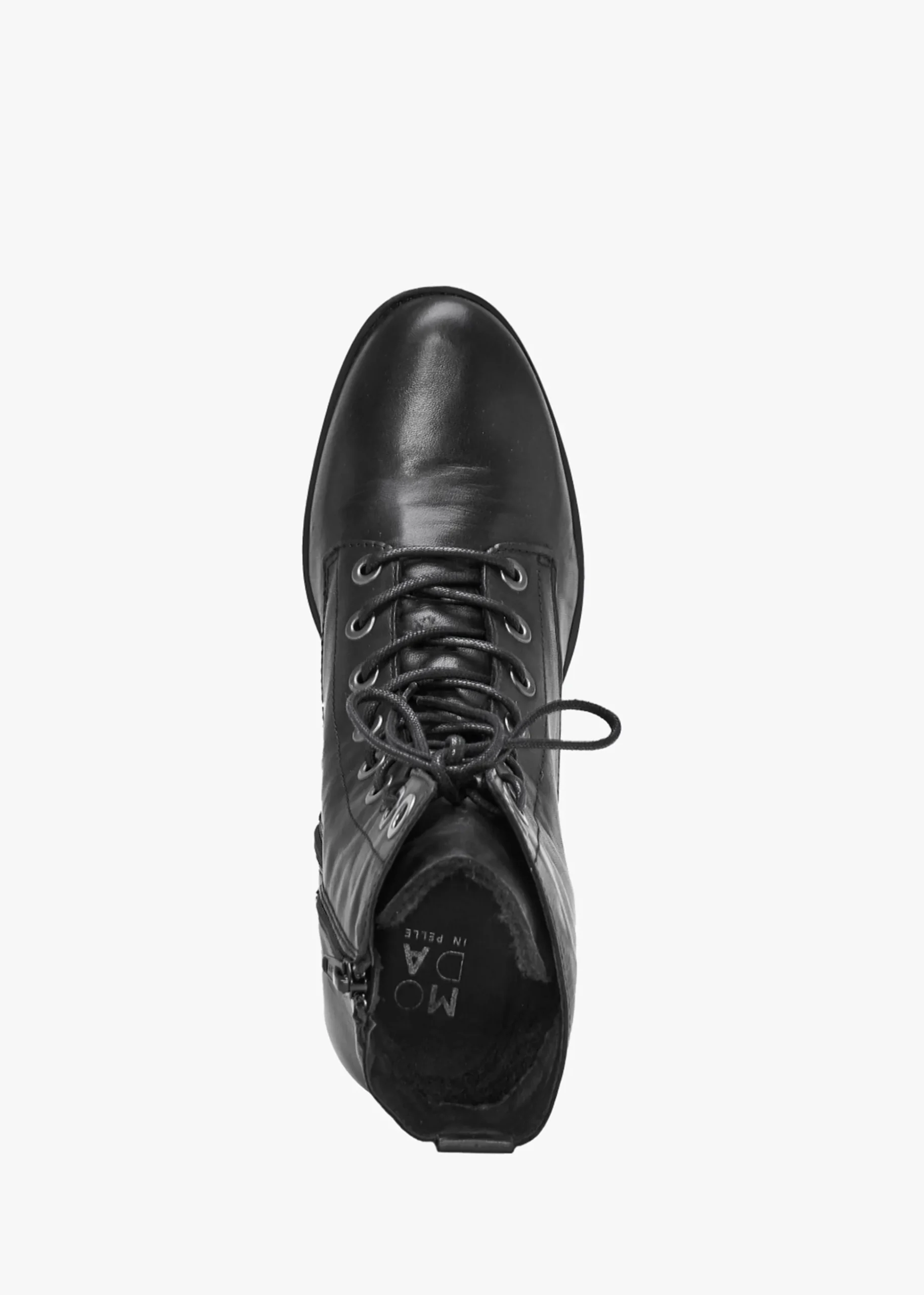 Bezzie Black Leather Block Heel Ankle Boots