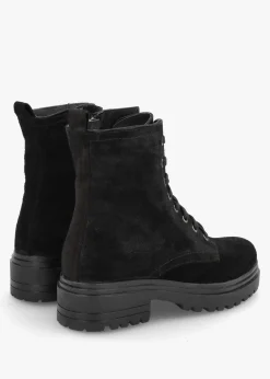 Bicky Black Suede Lace Up Ankle Boots