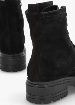 Bicky Black Suede Lace Up Ankle Boots