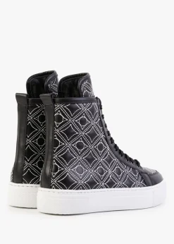 Bimpani Black Leather Quilted High Top Trainers