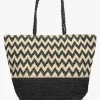 Black & Beige Woven Paper Chevron Shopper Bag