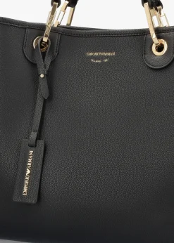 Black & Silver Pebbled Shopper With Pouch