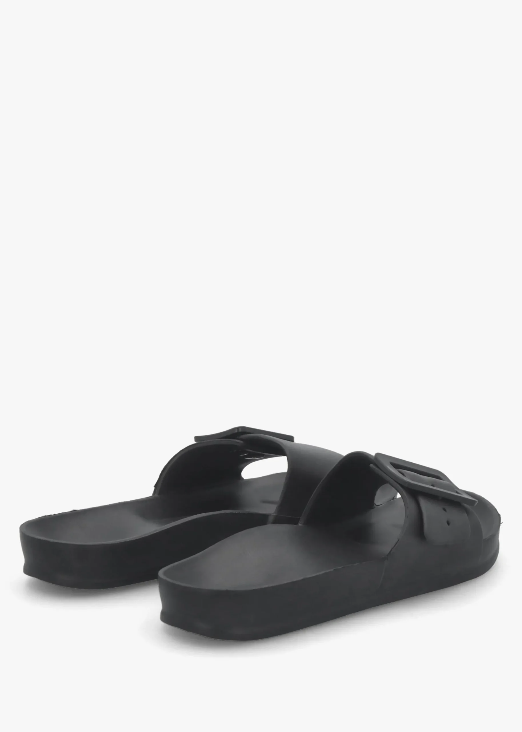 Black Big Buckle One Bar Mules