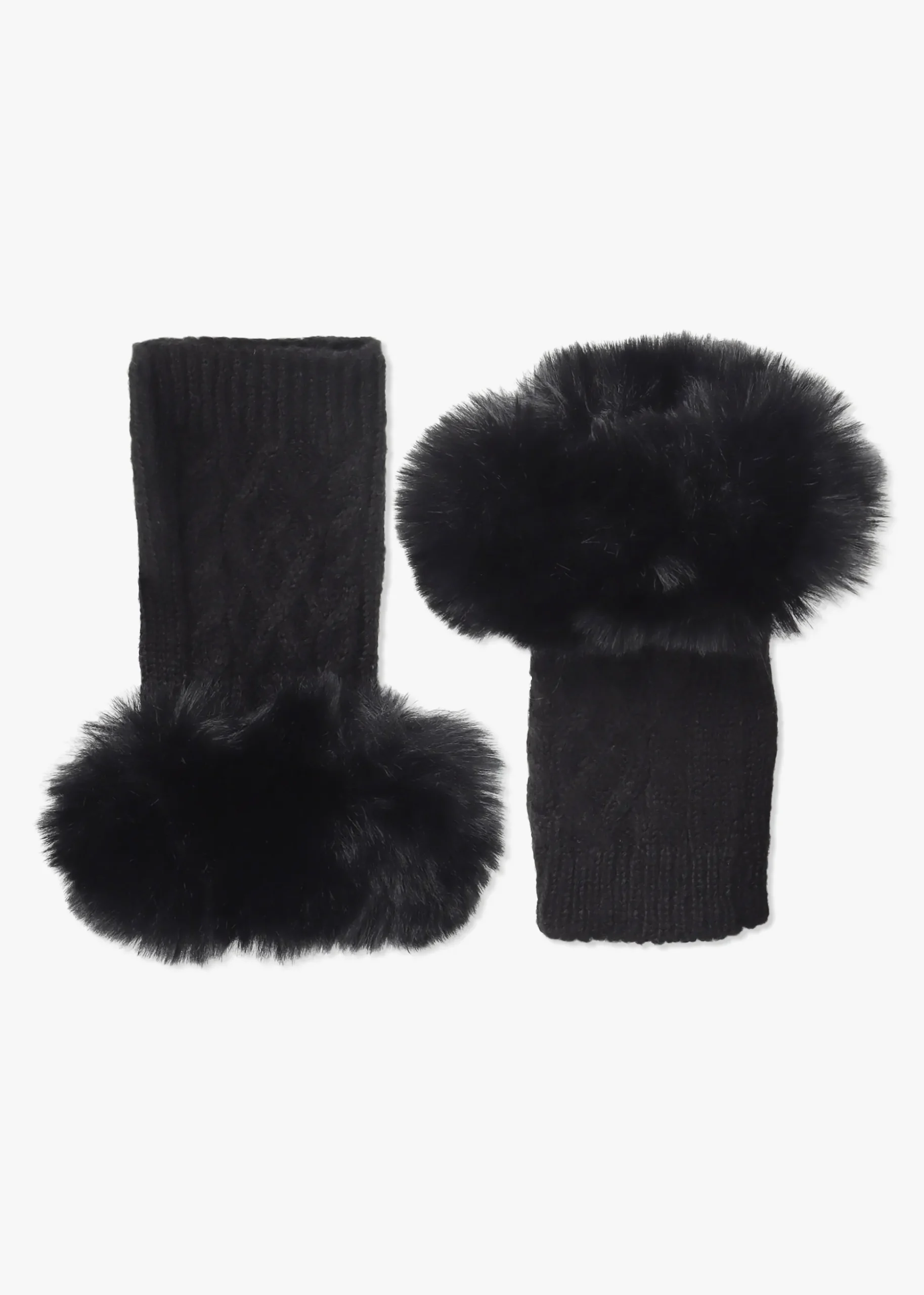 Black Faux Fur Fingerless Gloves