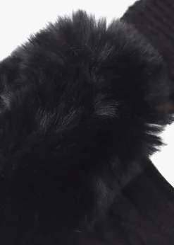 Black Faux Fur Fingerless Gloves